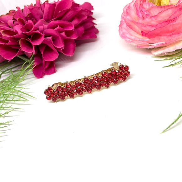NEW⚜️Red Crystal Cluster Long Hair Clip - Picture 4 of 6
